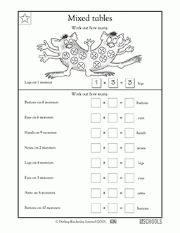 Monster Math 3rd Grade Math Worksheet GreatSchools
