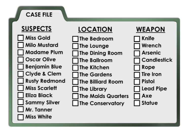 free murder mystery party games printable