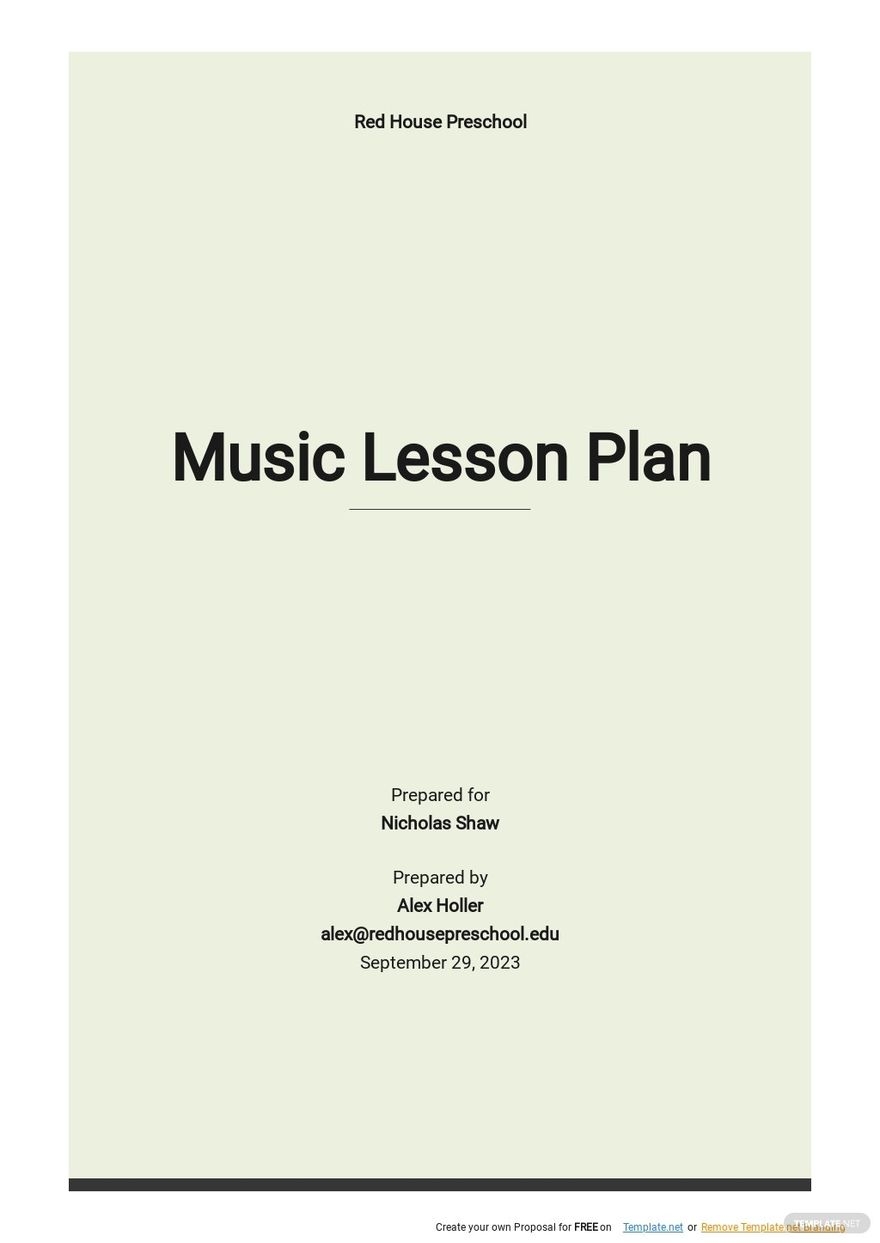 Music Lesson Plan Template Google Docs Word Apple Pages Template