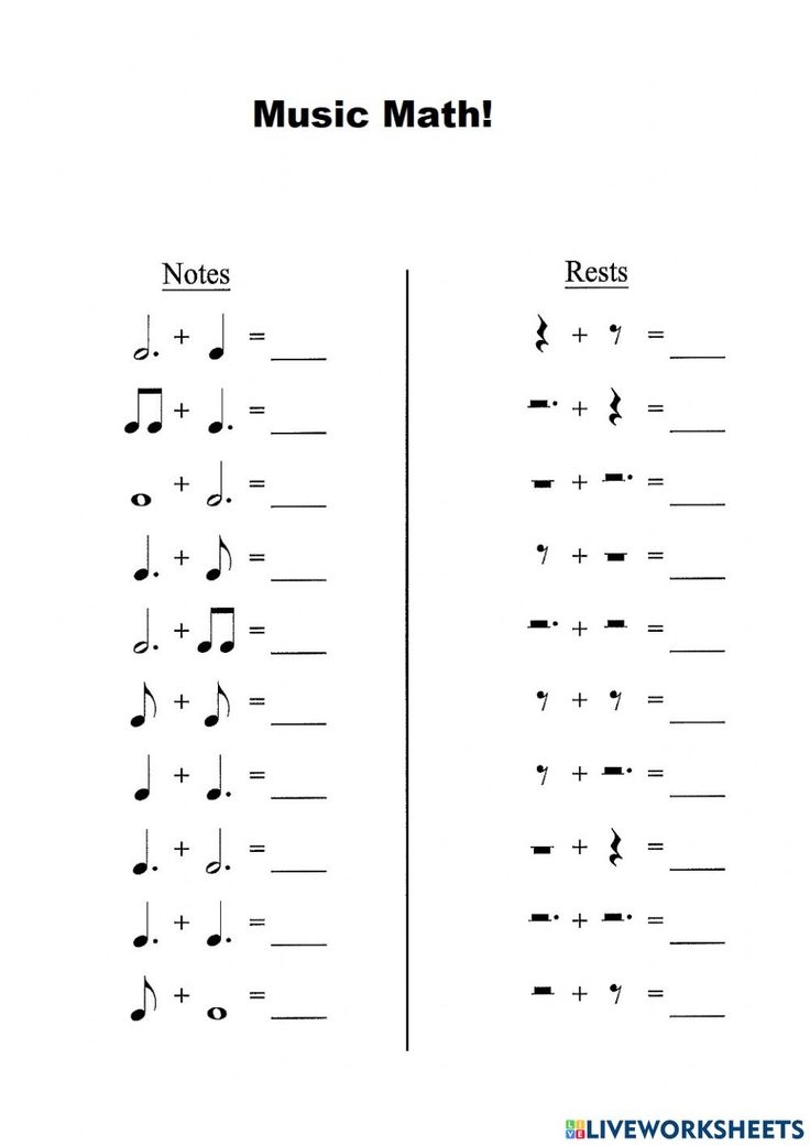 Music Math Worksheet Practice Musical Skills