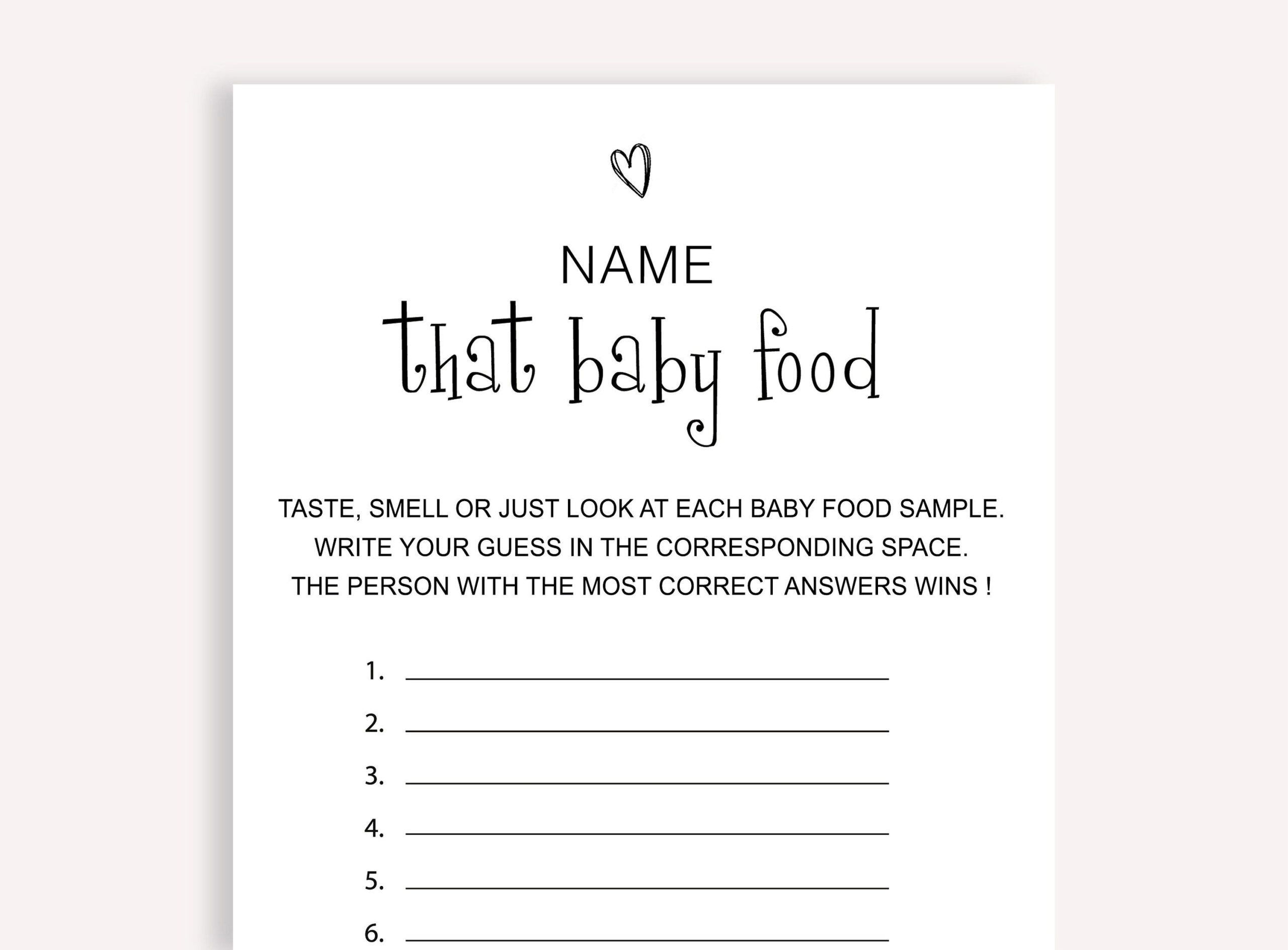 Name That Baby Food Game Instant Download Printable Baby Food Game Baby 