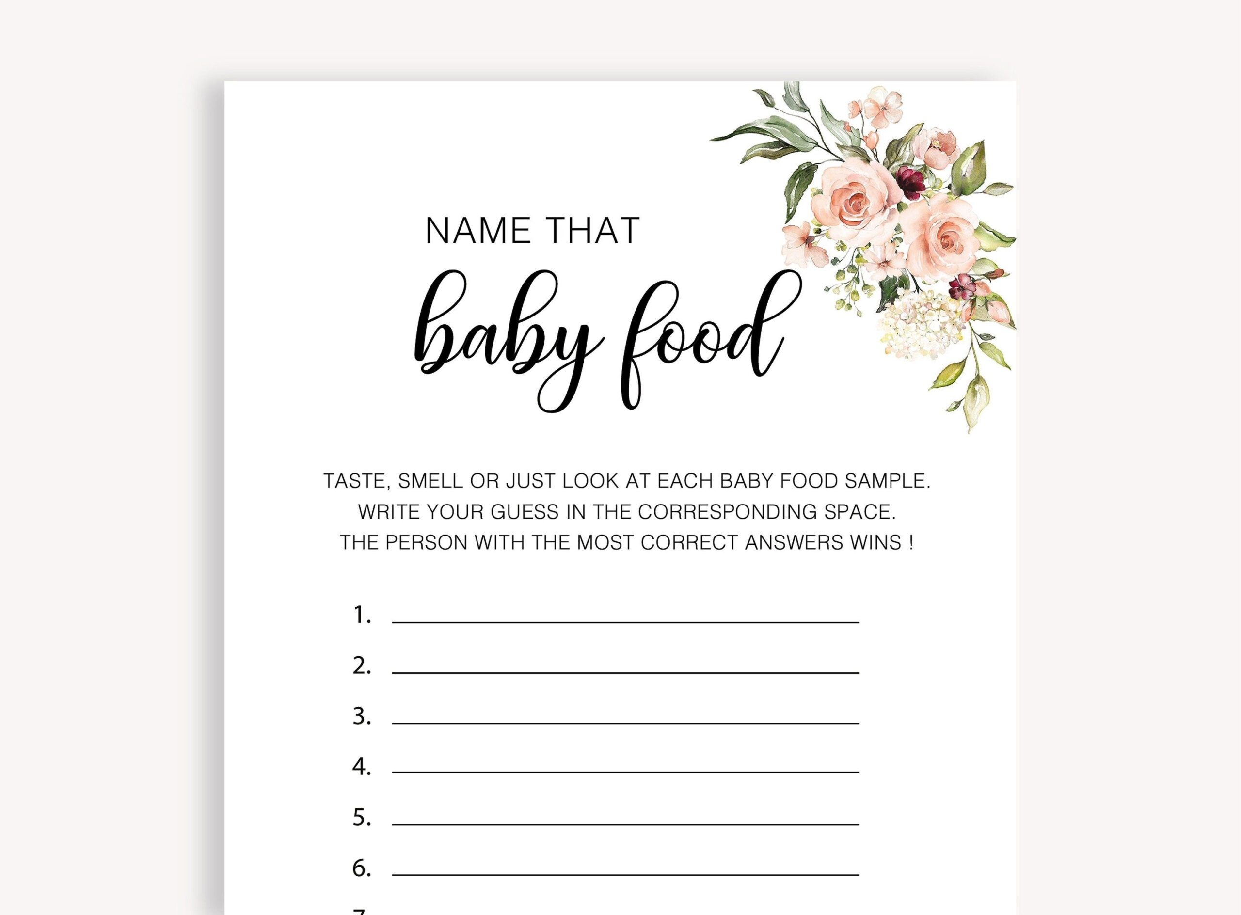 Name That Baby Food Instant Download Game Printable Baby Food Game