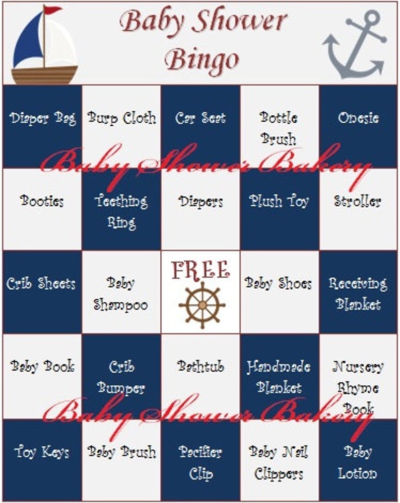 Nautical Baby Shower Game Nautical Baby Shower Bingo Etsy