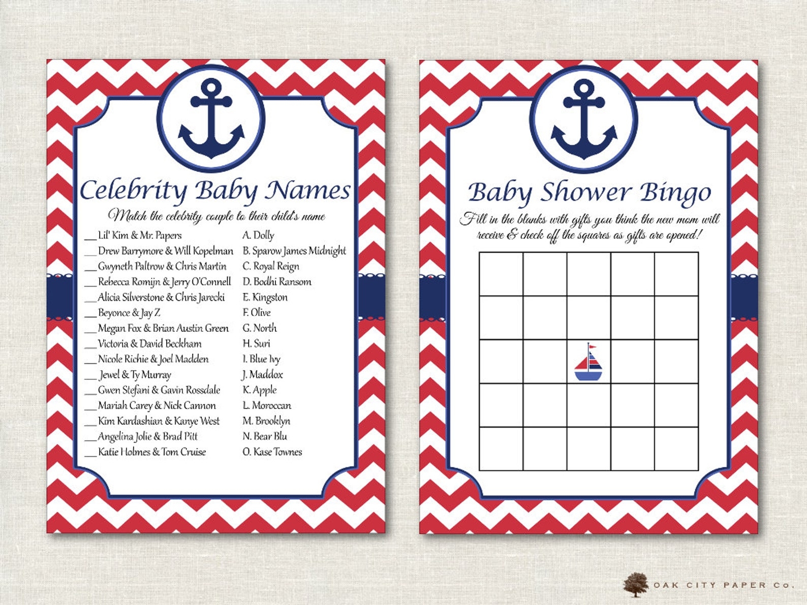 Nautical Baby Shower Games Nautical Shower Games Beach Baby Etsy