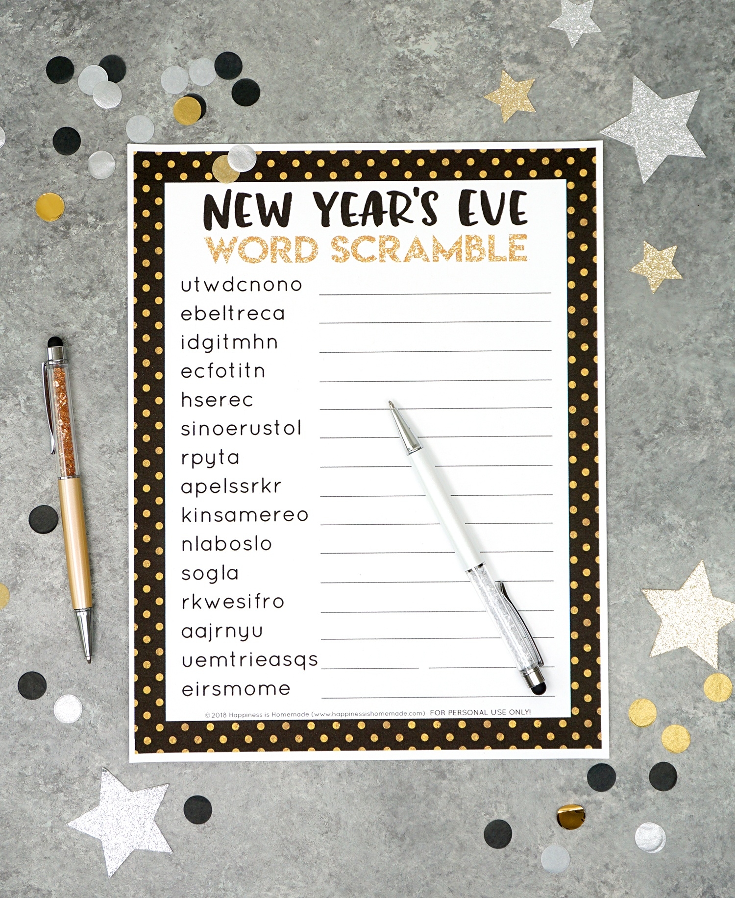 free new years printable games
