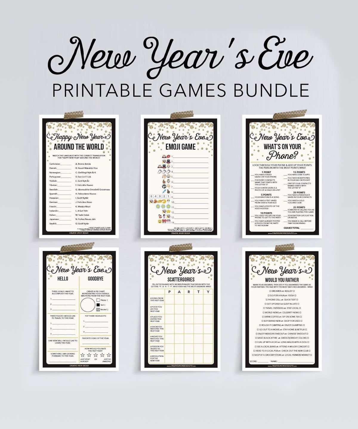 New Years Eve Printable Games Bundle