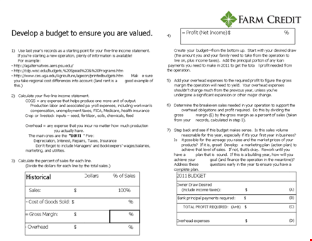 one page financial plan template