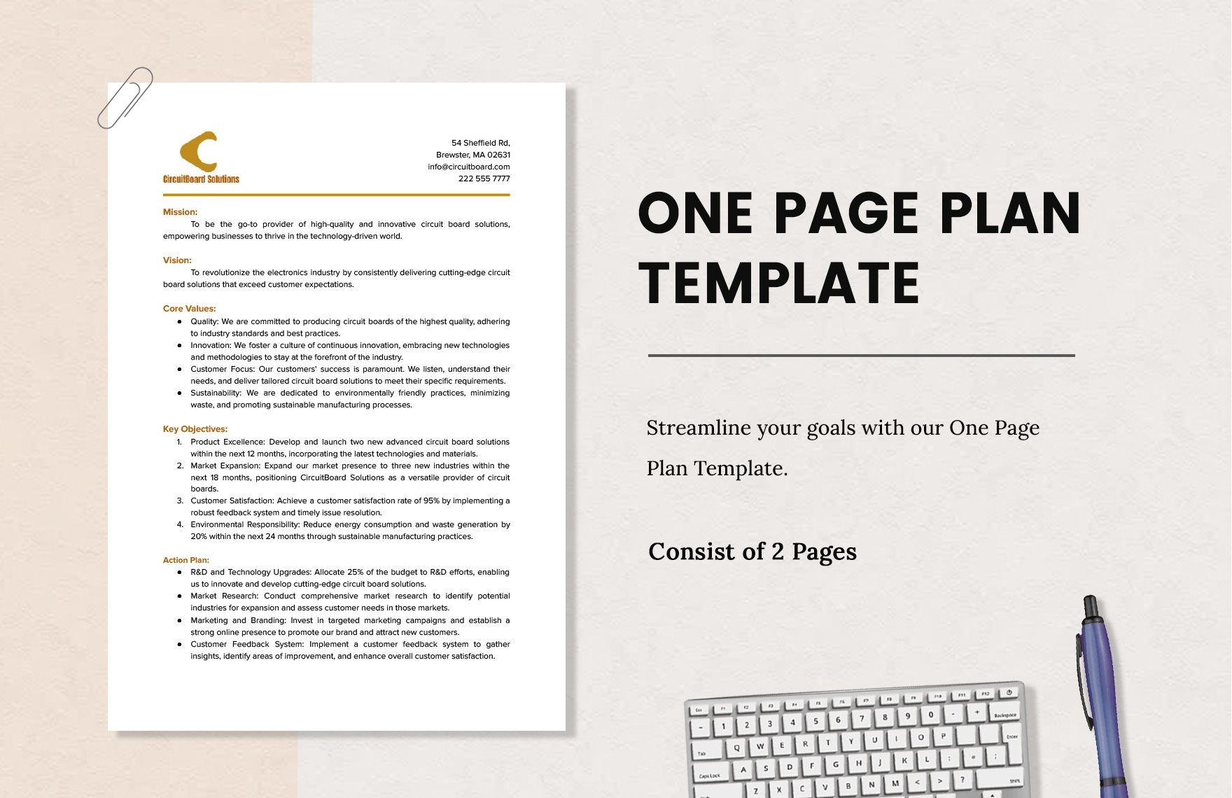 One Page Plan Template In Word PDF Google Docs Download Template