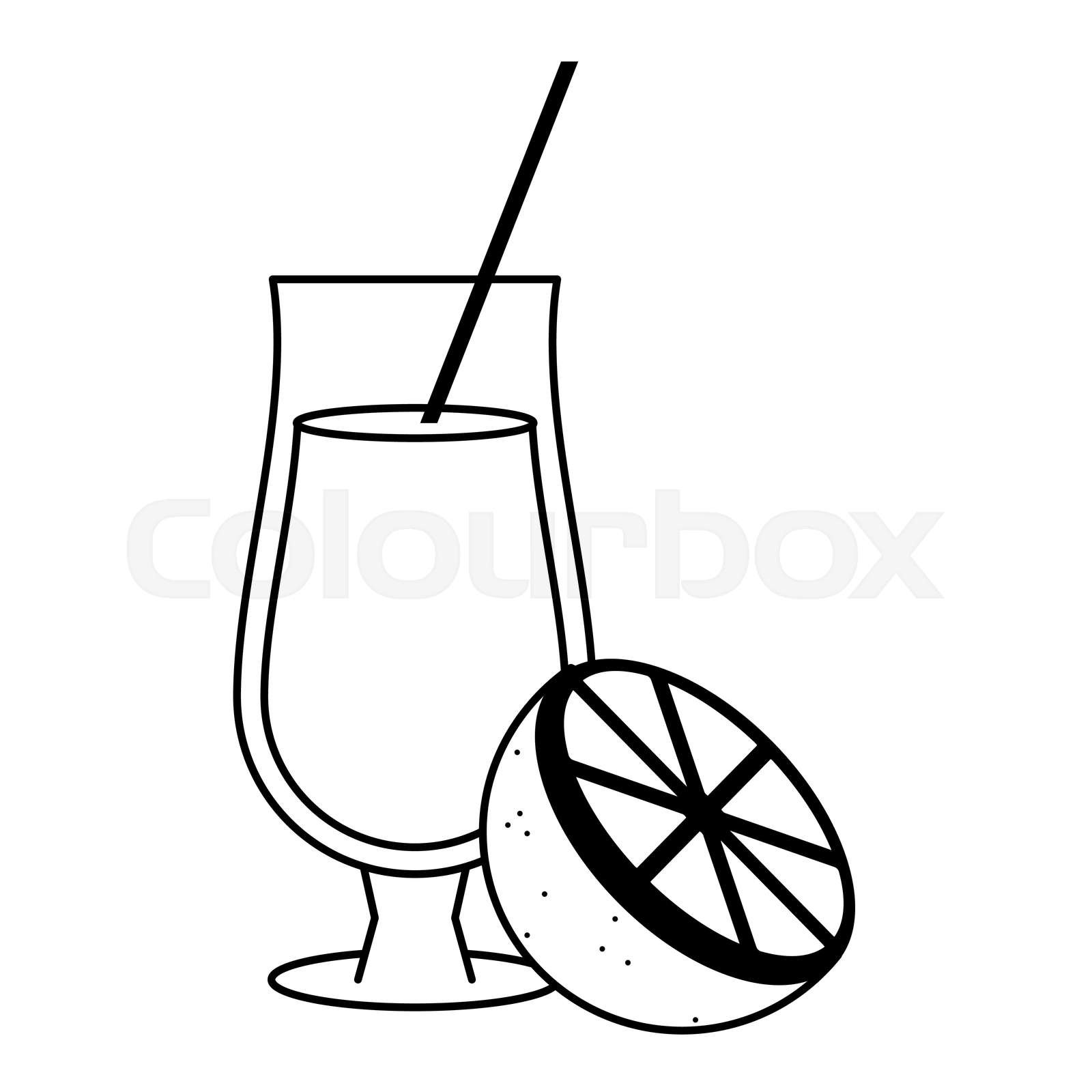 Orange Natural Fruit Juice Black And White Stock Vector Colourbox
