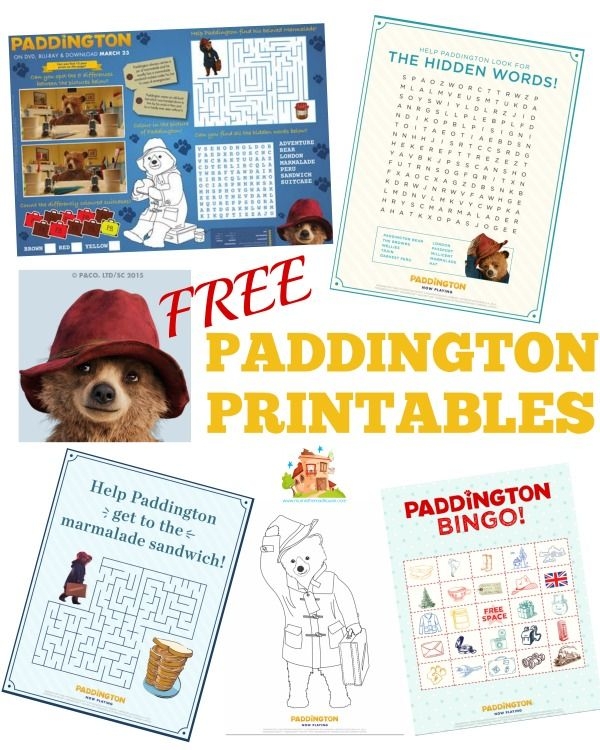 free printable paddington bear activities