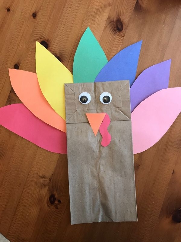 printable paper bag turkey craft template
