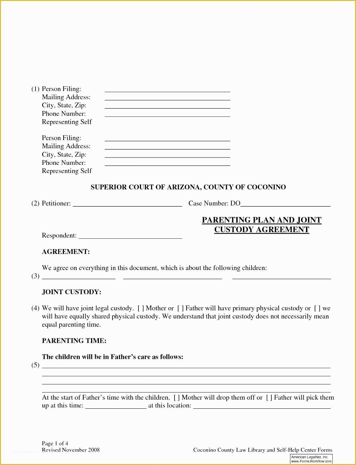 Parenting Agreement Template Free Of 8 California Parenting Plan 