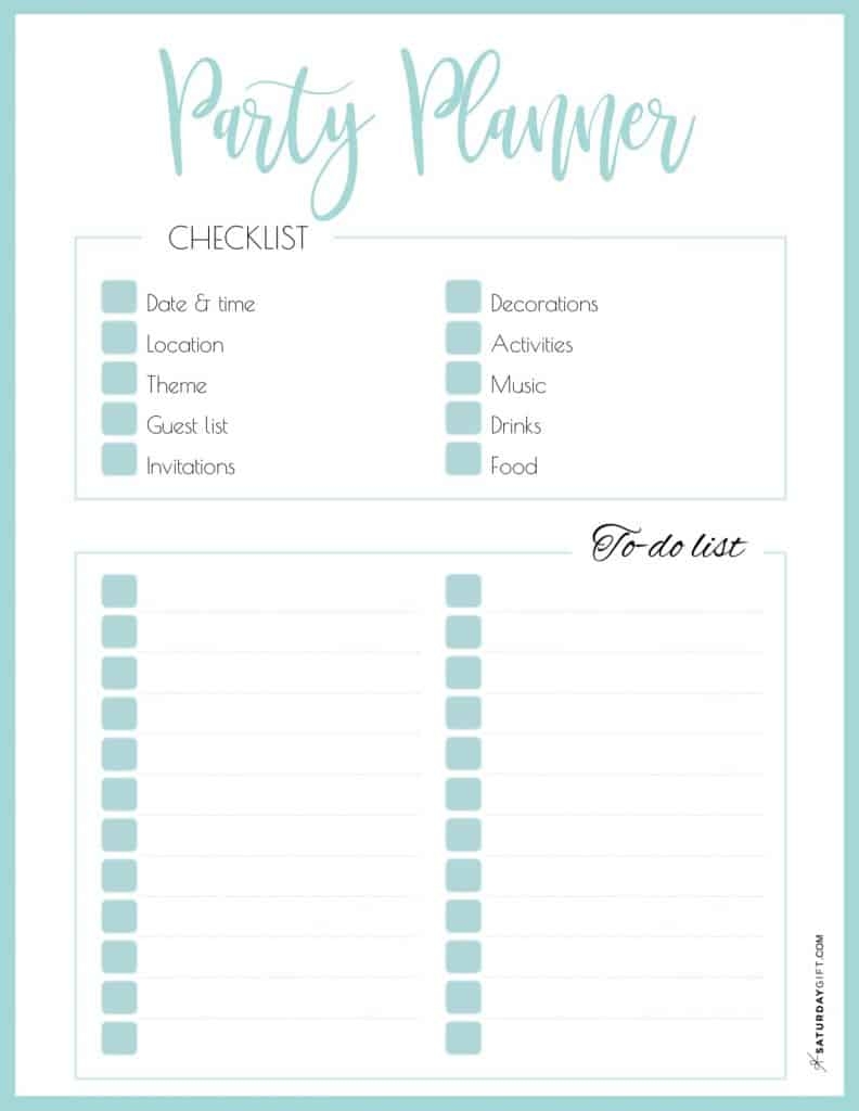 Party Planning List Template