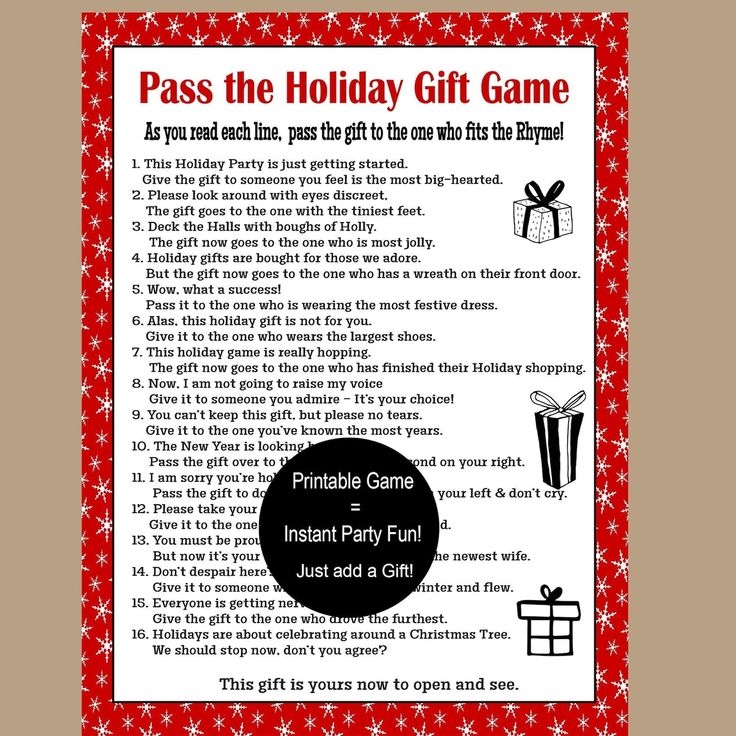Pass The Gift Game Pass The Present Game Pass The Parcel Game