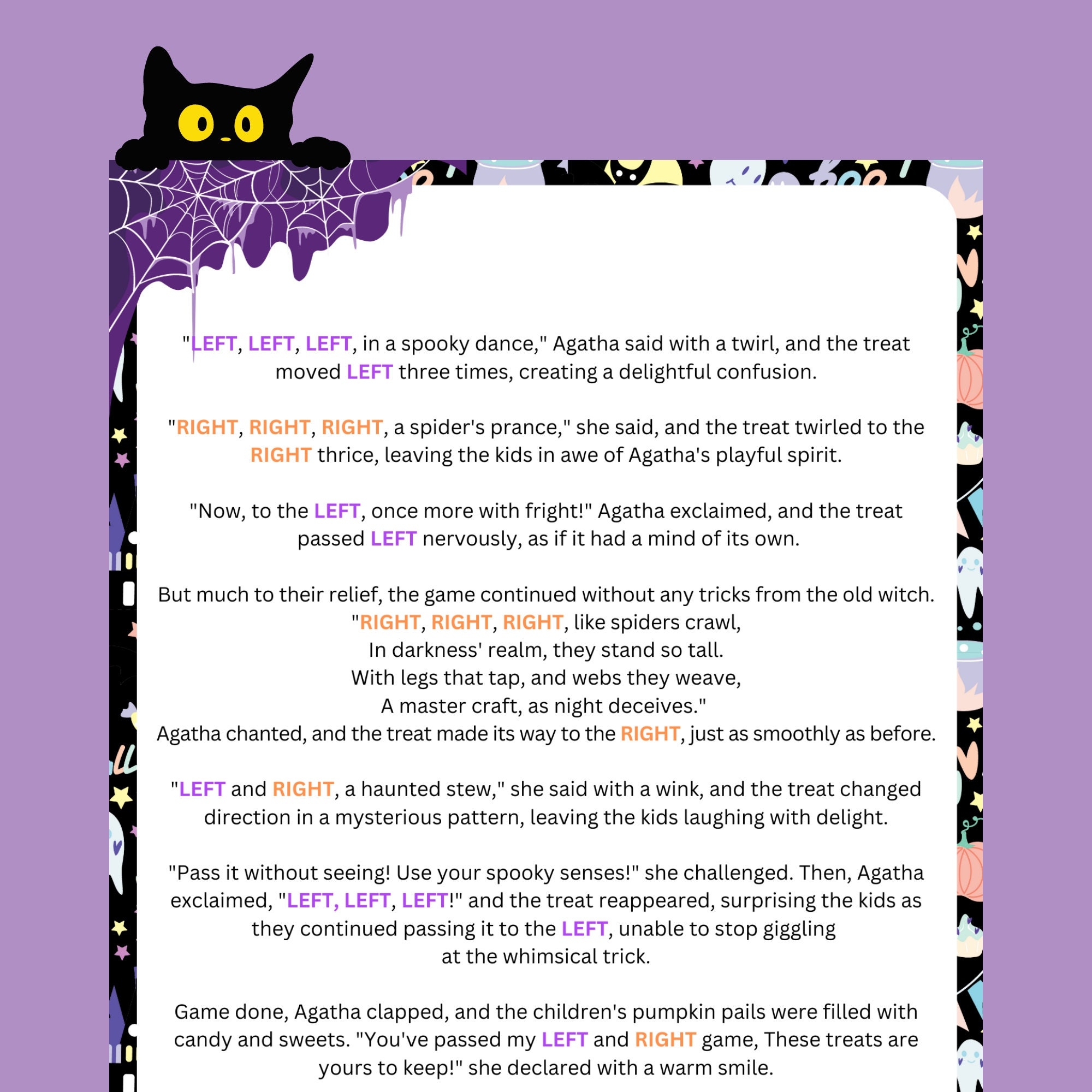 Pass The Pumpkin Game Printable Halloween Game Halloween Left Right 