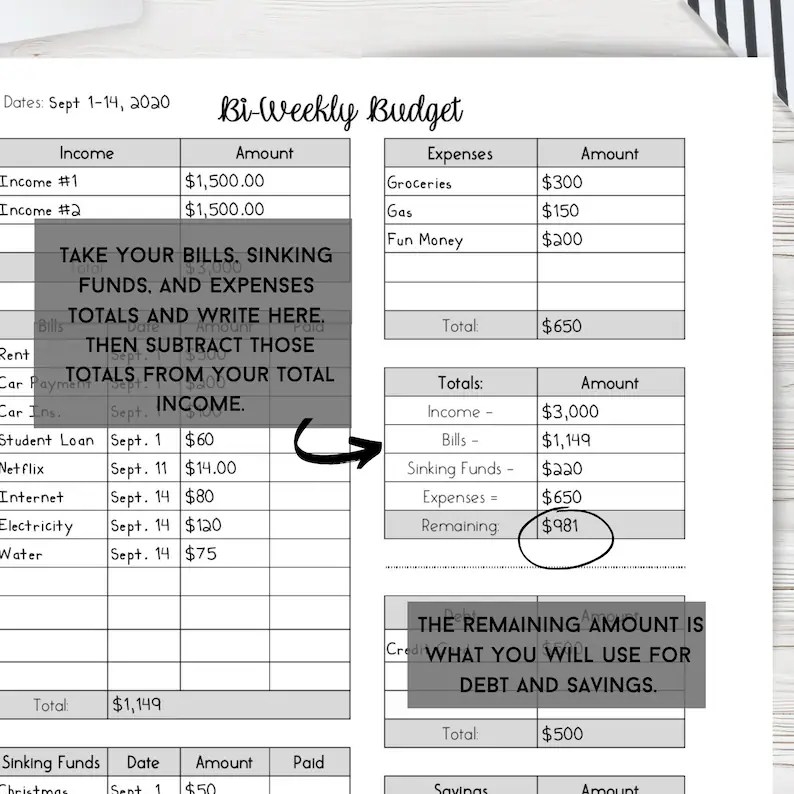 Paycheck Math Worksheet