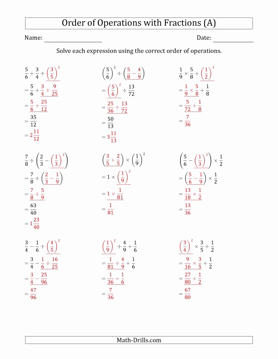Pemdas Practice Worksheets Beautiful Math Worksheet Pemdas 6th Grade 