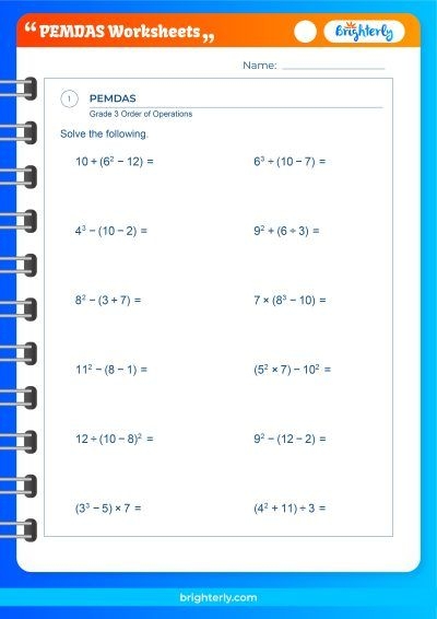 PEMDAS Worksheets Practice Order Of Operations Your Key To Math Mastery