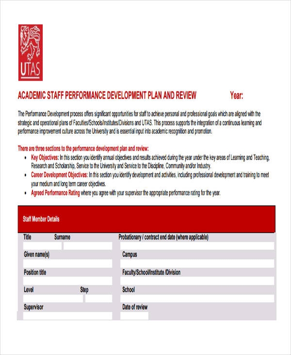 Performance Development Plan Template 10 Free Word PDF Format Download