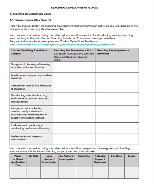 performance development plan template