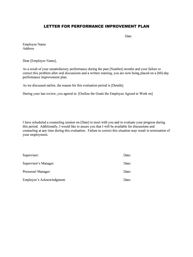 Performance Improvement Plan Closure Letter Template Infoupdate