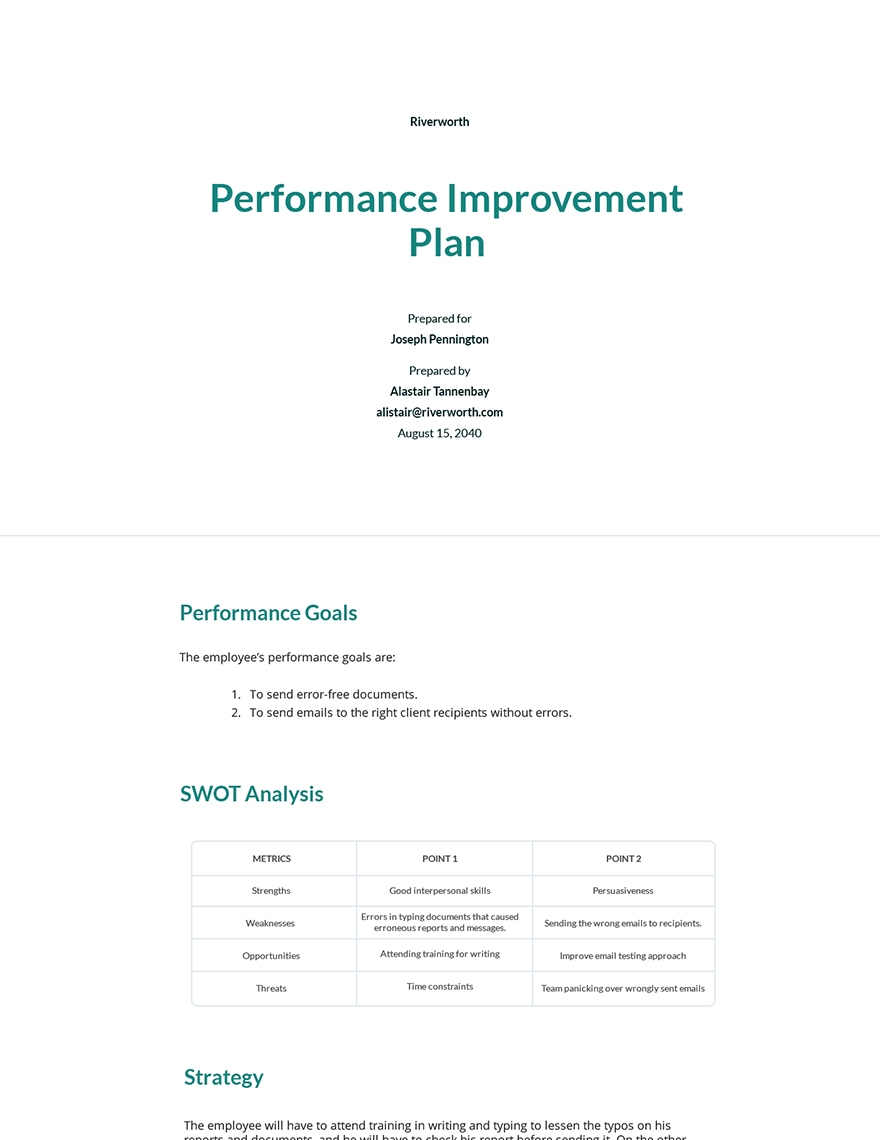 template improvement plan