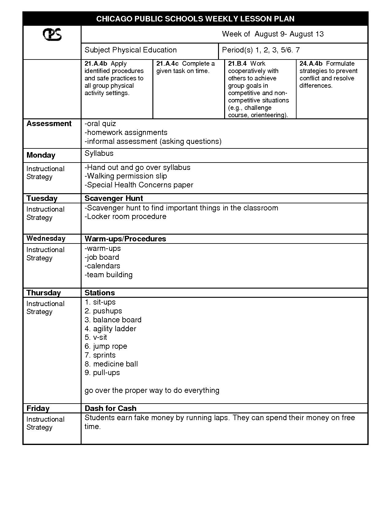 middle school lesson plan template