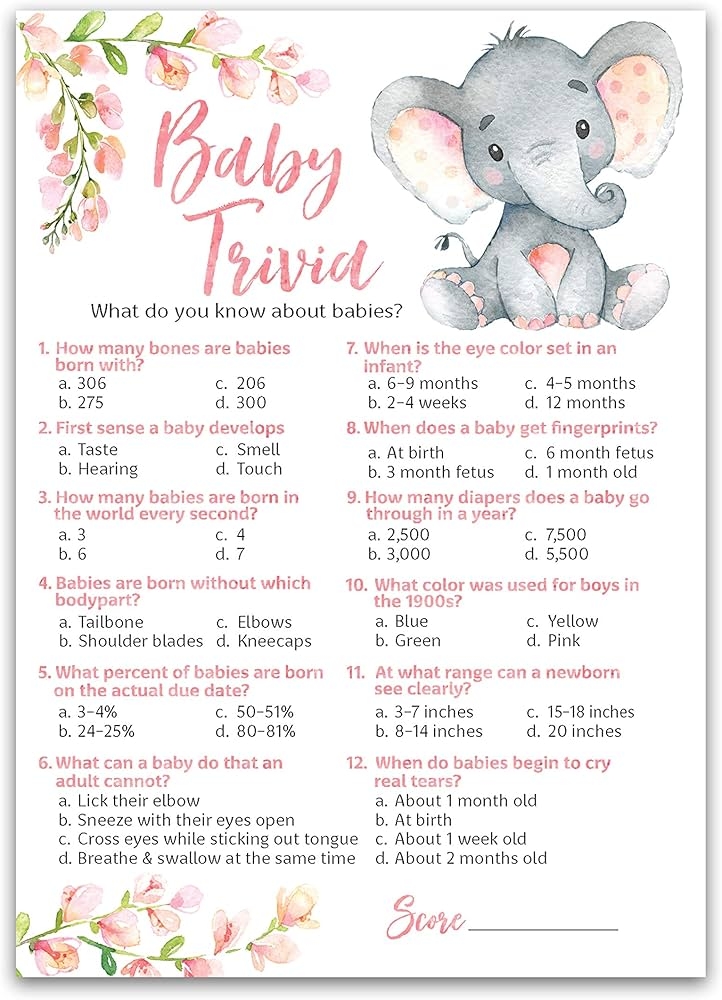 Pink Baby Shower Game Baby Trivia Printable Shower Ga Vrogue co