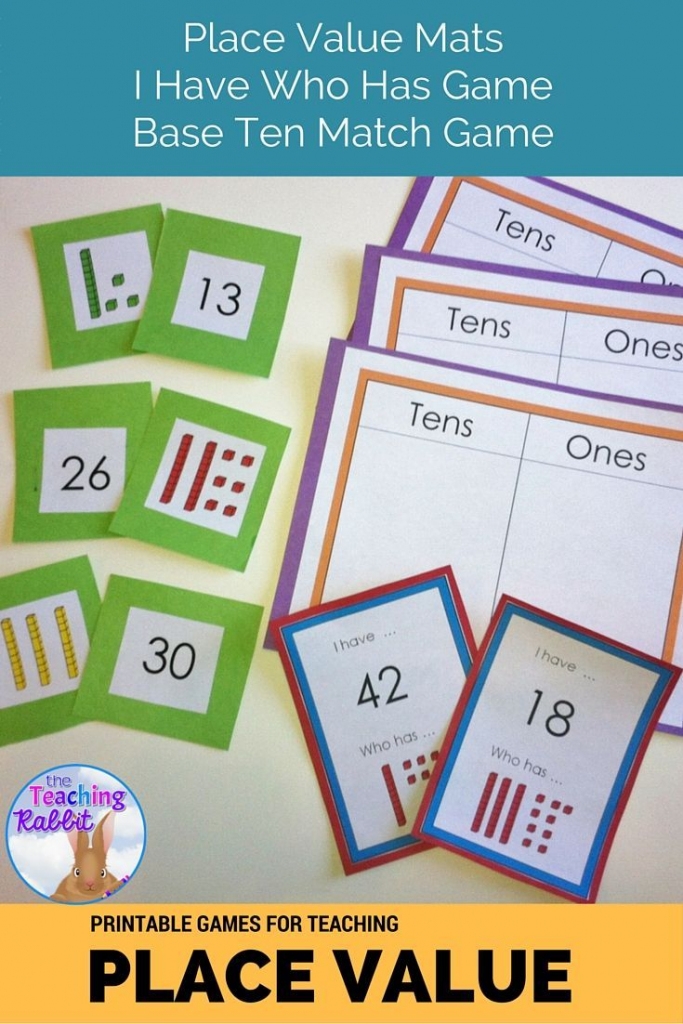 Place Value Games First Grade Math Base Ten Picture Cards Printable 