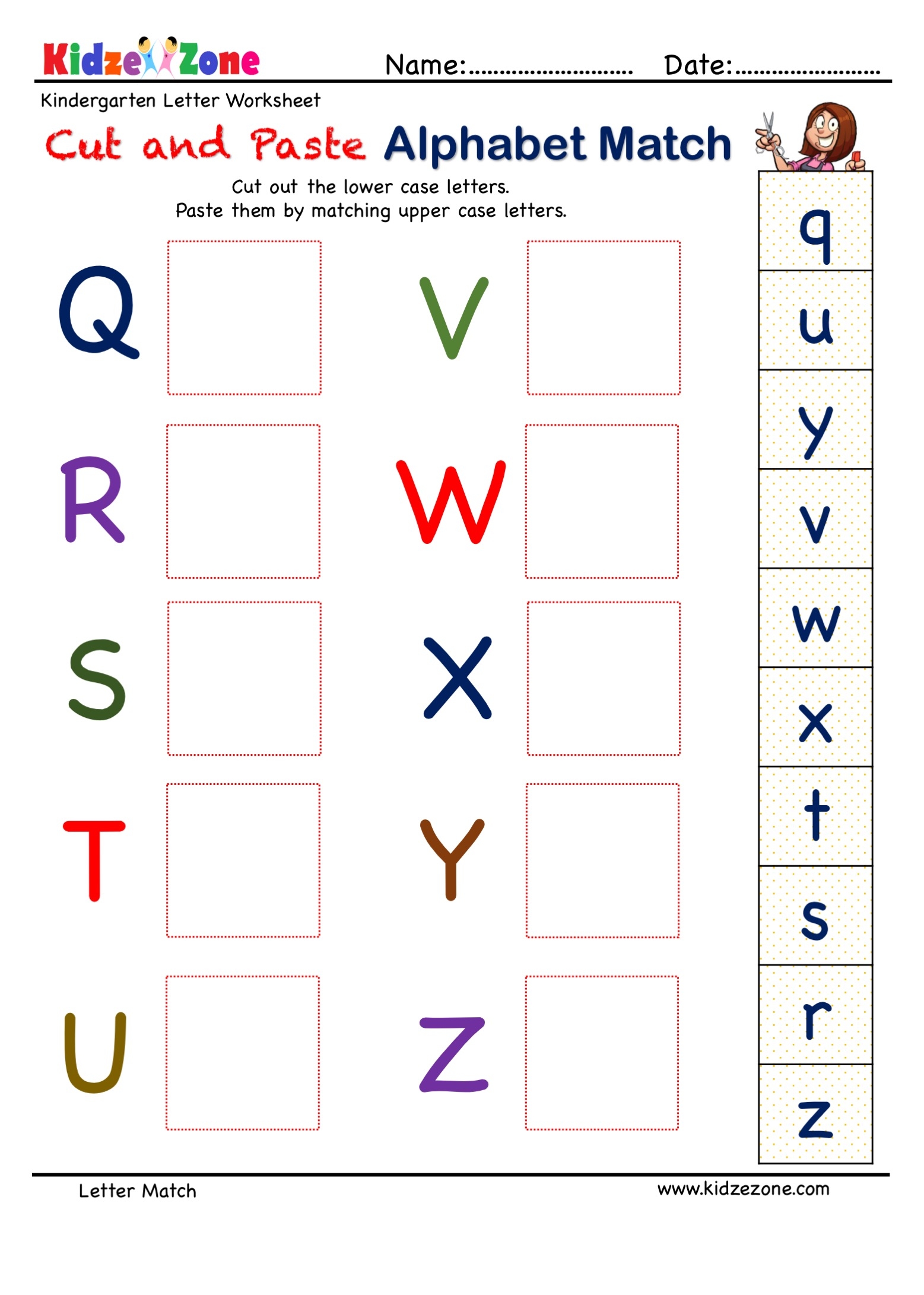 letter matching printable activities