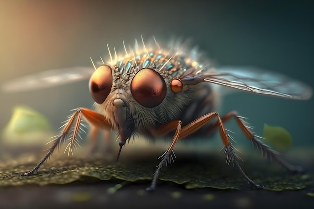 Premium AI Image Exotic Drosophila Fruit Fly Diptera Closeup Neural 