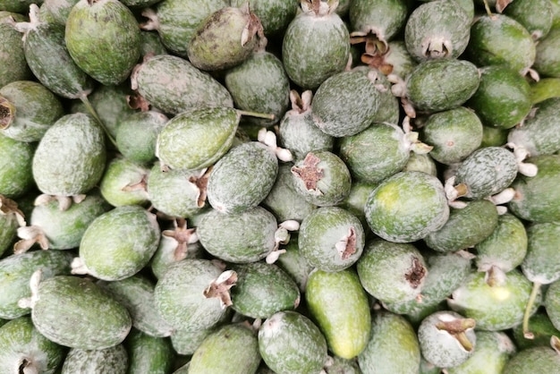 Premium Photo Feijoa Fruit Acca Sellowiana Green Exotic Fruit Background