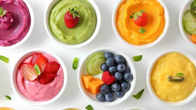 Premium Photo Fruits And Vegetables In Individual Bowls