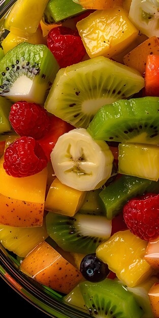 Premium Photo Vibrant Fruit Salad Display