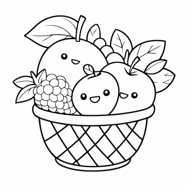 colouring pictures of fruit basket