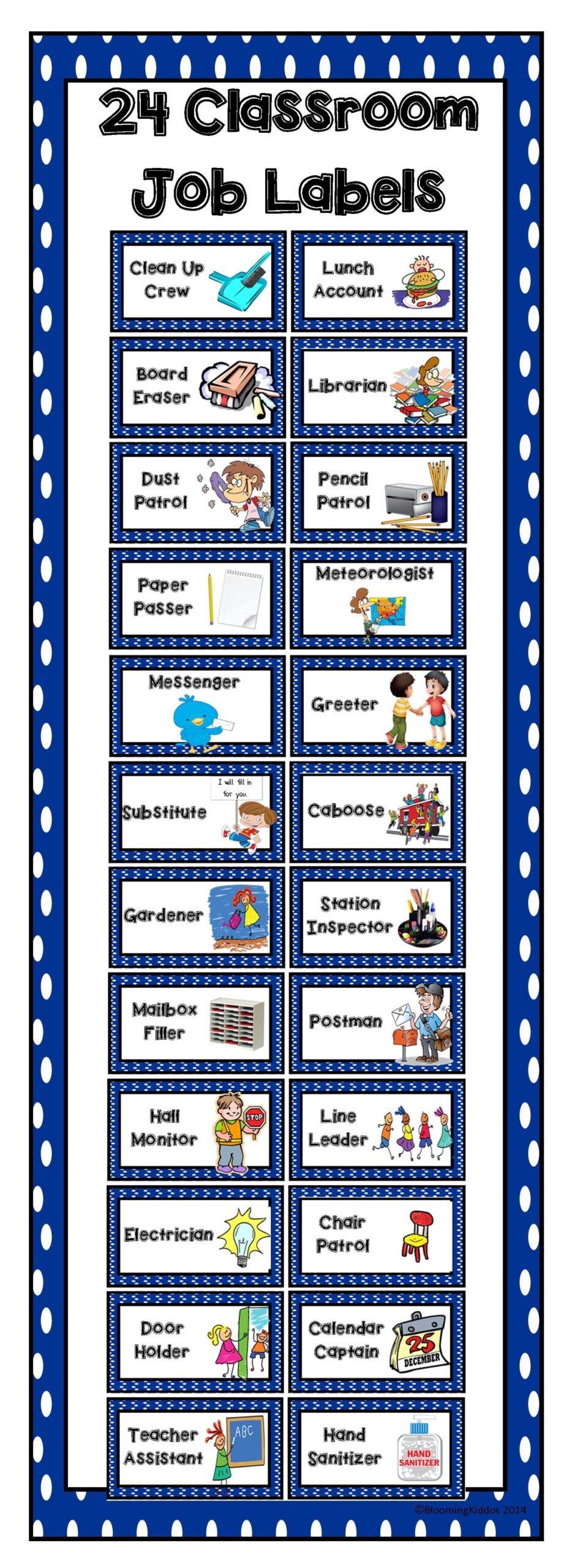 Preschool Job Chart Free Printable Job Pocket Labels