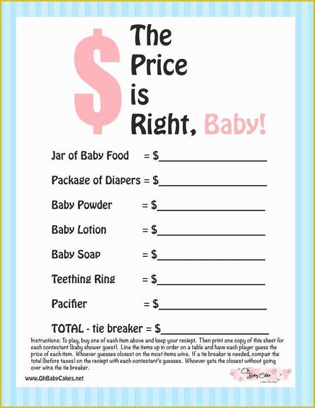 Price Is Right Baby Shower Game Free Template Of Instant Download 