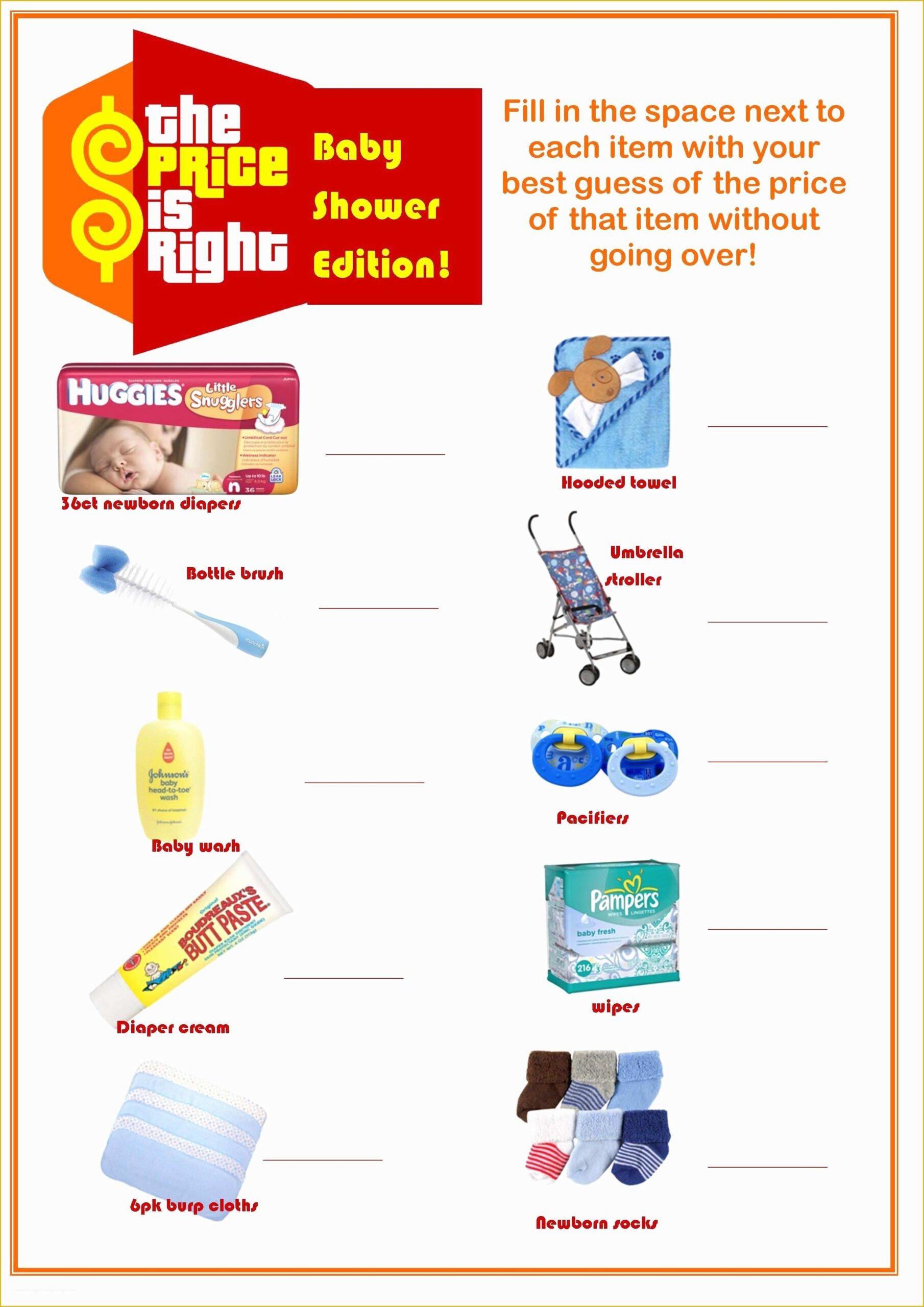 Price Is Right Baby Shower Game Free Template Of Instant Download 