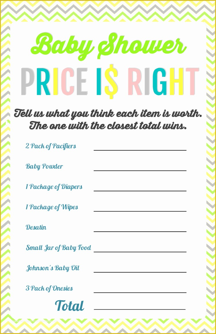 Price Is Right Baby Shower Game Free Template Of Printable Baby Shower