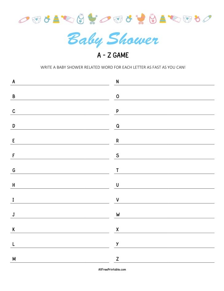 Print Baby Shower Crossword Free Printable