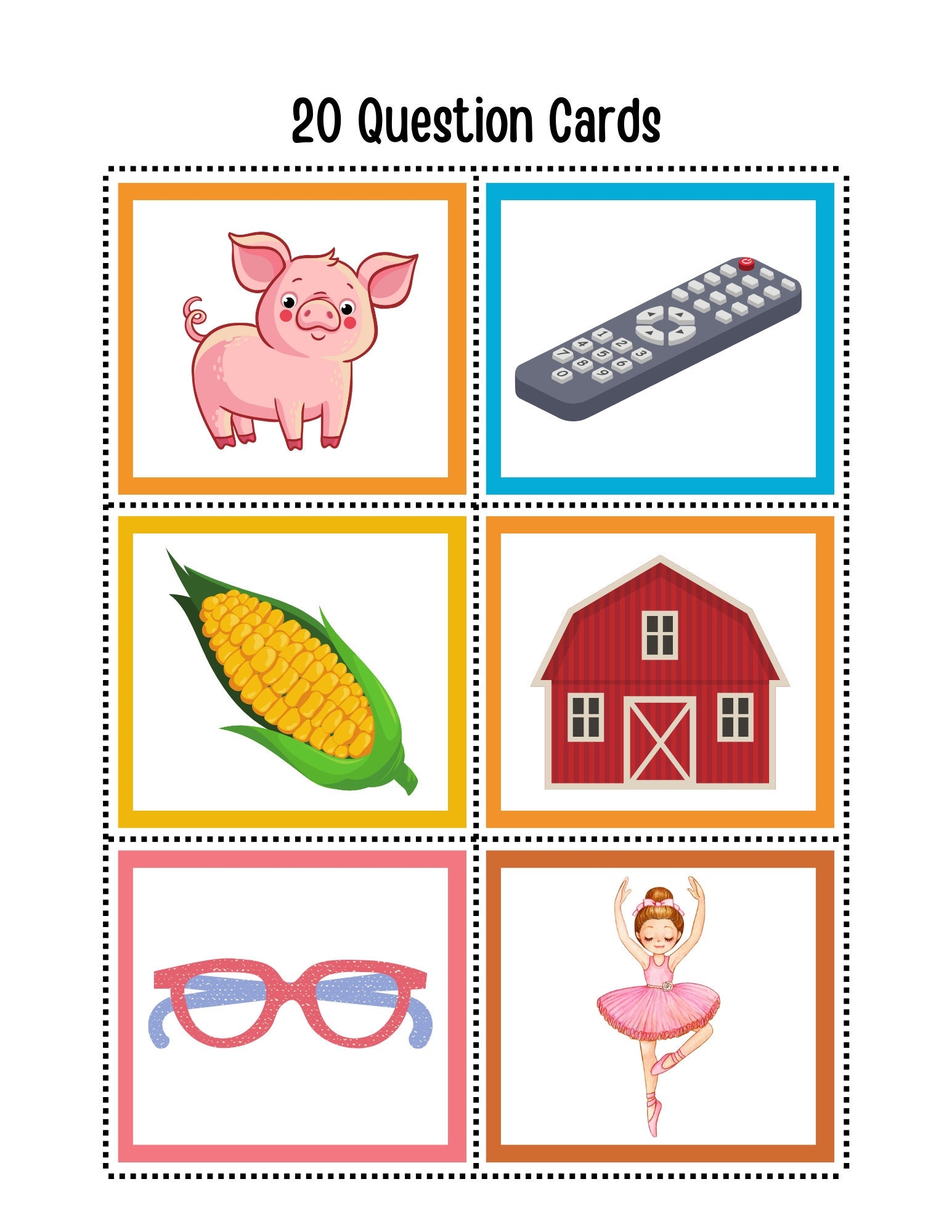 Printable 20 Questions Game Cards Etsy
