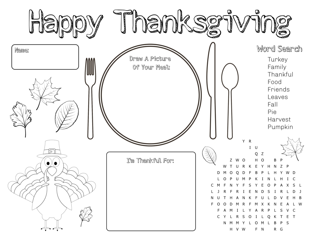 free printable activity placemats