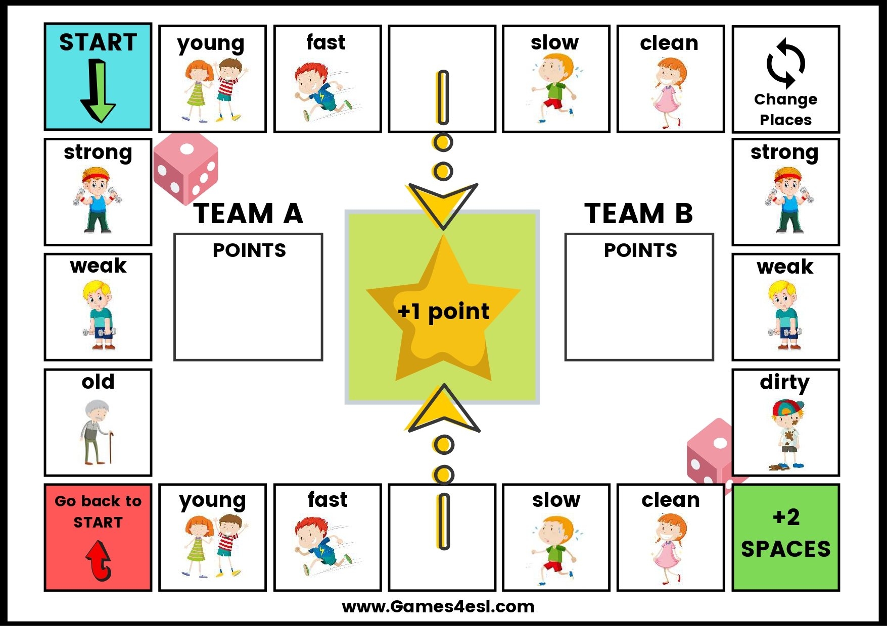 Printable Adjective Board Games Games4esl