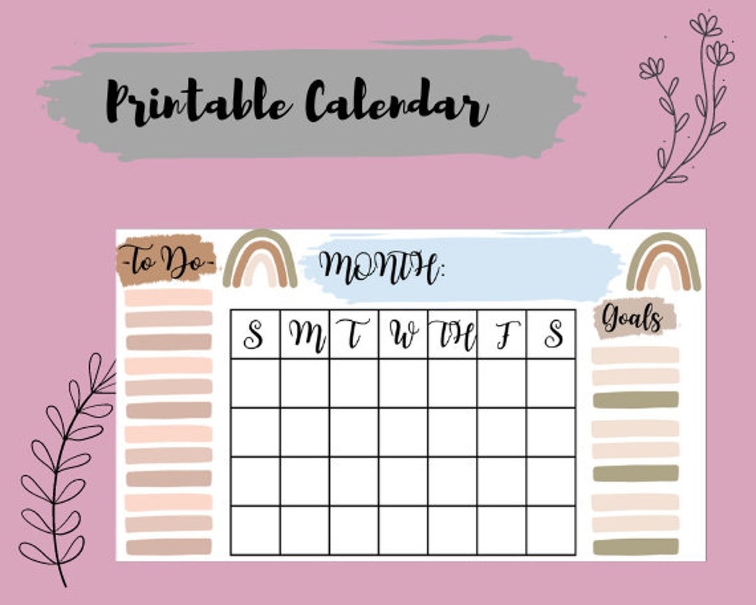 Printable Aesthetic Calendar Etsy