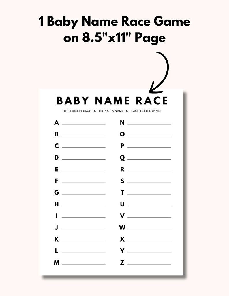 free printable baby name race game template