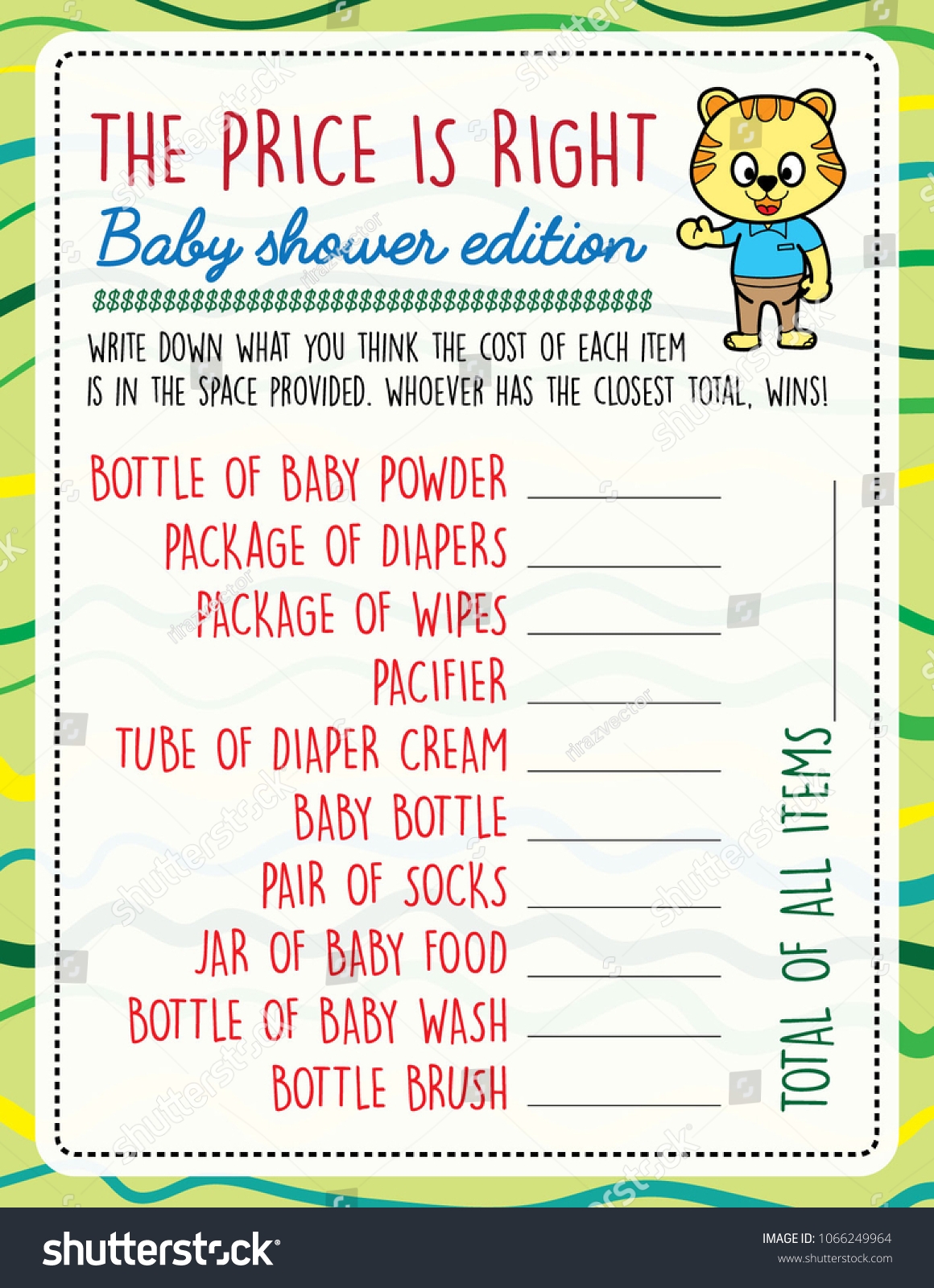 Printable Baby Shower Games Price Right Stock Vector Royalty Free 