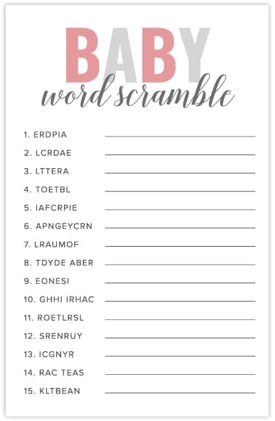 free printable baby boy shower games with answer key