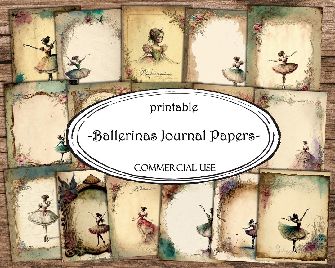 Printable Ballerinas Journal Papers Scrapbooking Pages Junk Etsy