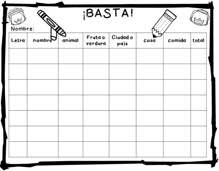 Printable Basta Game Template Dev onallcylinders