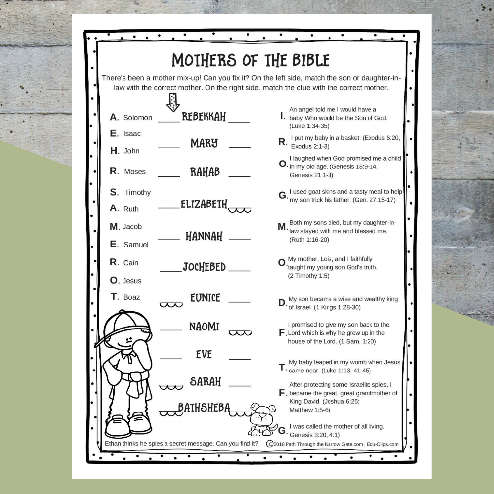 Printable Bible Activities Archives Path Through The Narrow Gate 